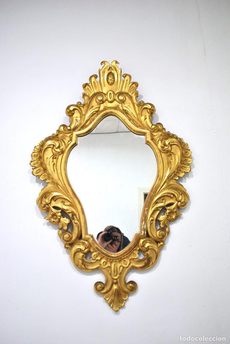 Antig&uuml;edades: ESPEJO ANTIGUO ORO ROCOC&Oacute; ESTILO LUIS XV - Foto 1