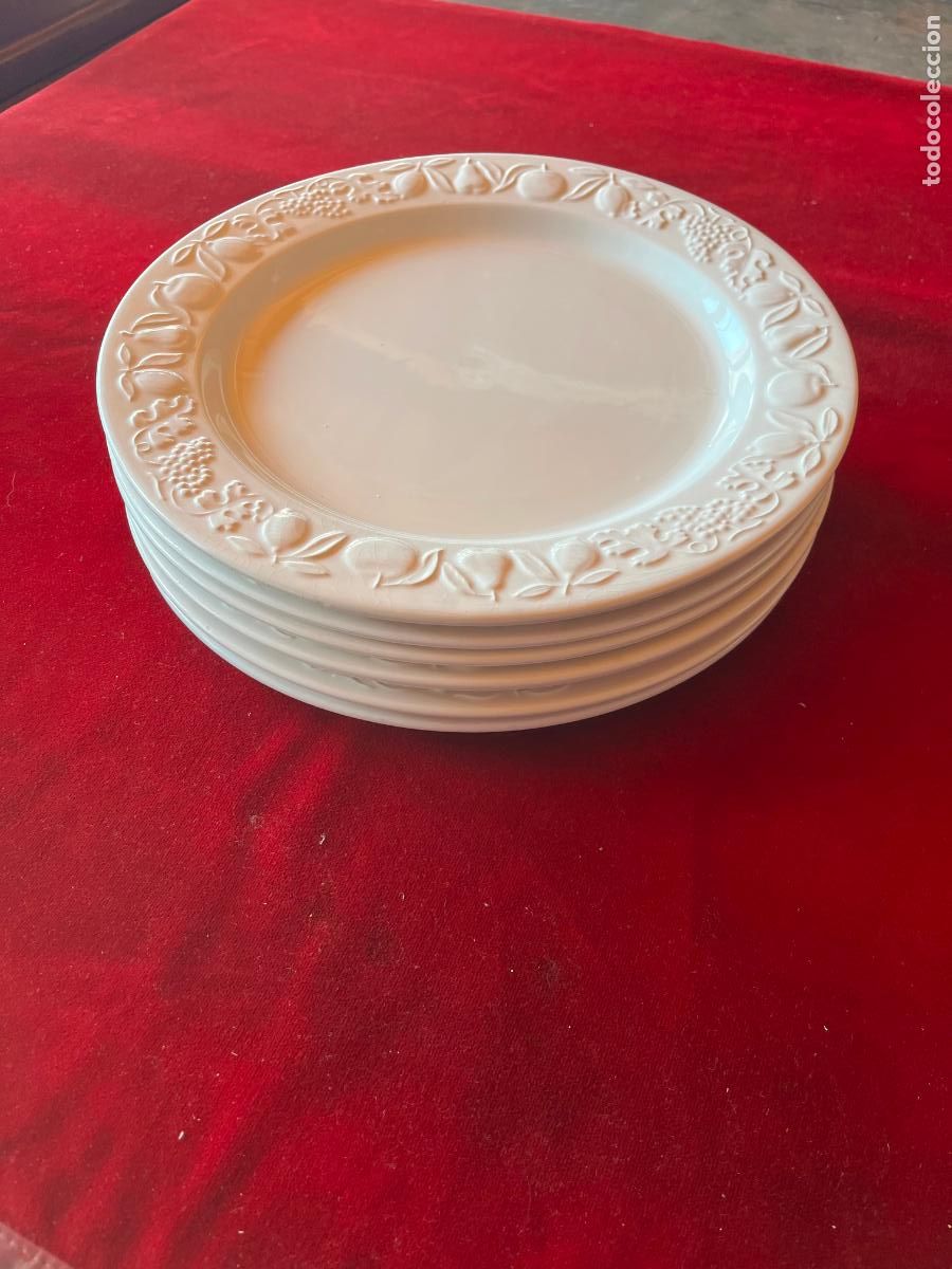 Antig&uuml;edades: Lote 6 Platos gran Tama&ntilde;o 31 cm. Motivos Frutales, Franco Giorgi by Quadrifoglio Made in Italy.