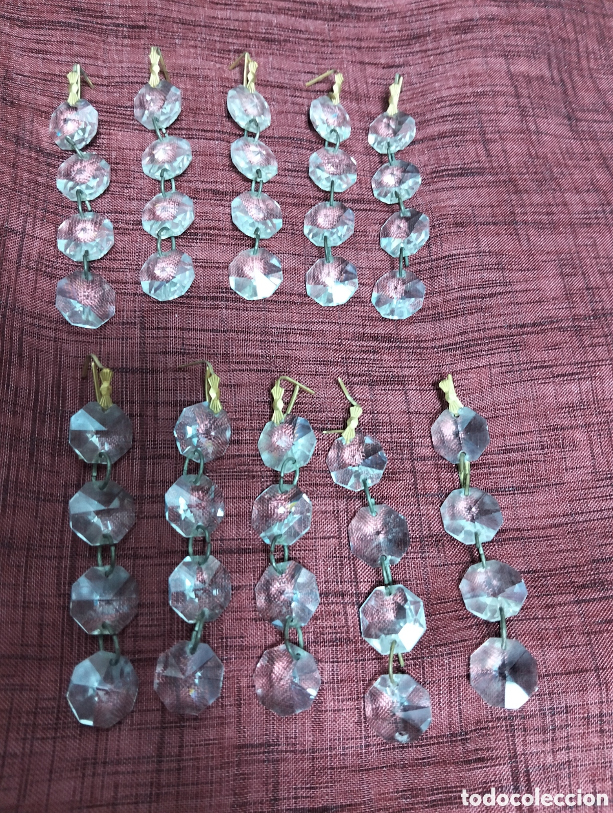 Antig&uuml;edades: 1*Lote de 10 tiras de 4 cristal l&aacute;mpara transparente.