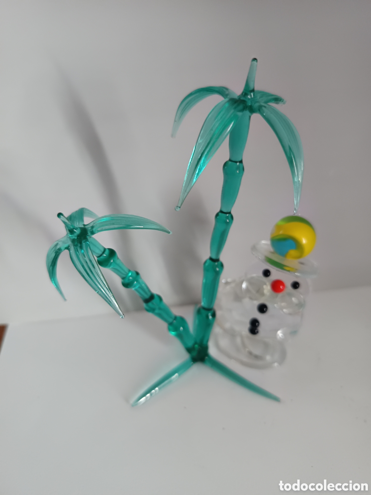 Antig&uuml;edades: Payaso y palmera en cristal de Murano Italia