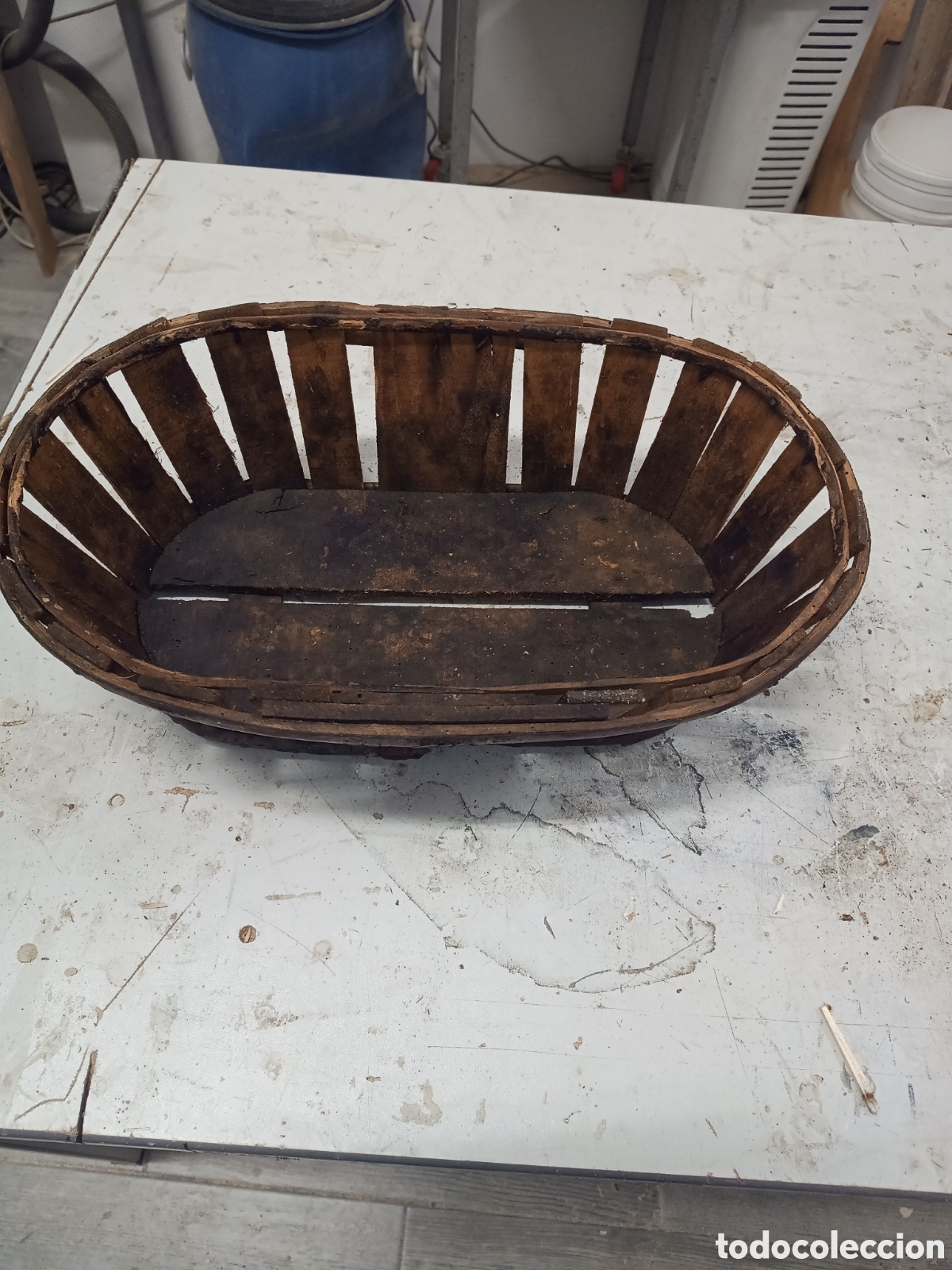 Antig&uuml;edades: Cesta caja de madera para fruta - Foto 1