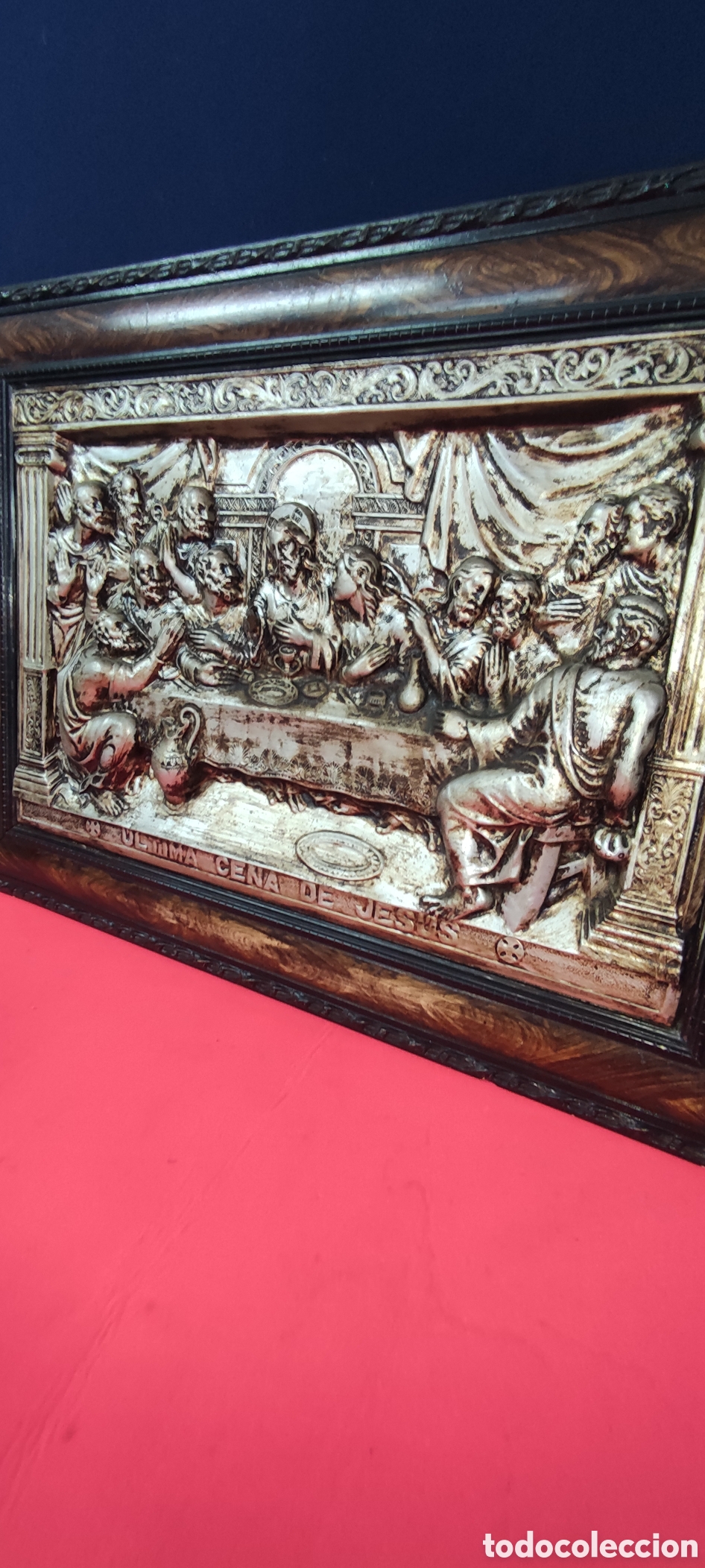 Antig&uuml;edades: Cuadro de metal repujado La &uacute;ltima cena - Foto 3