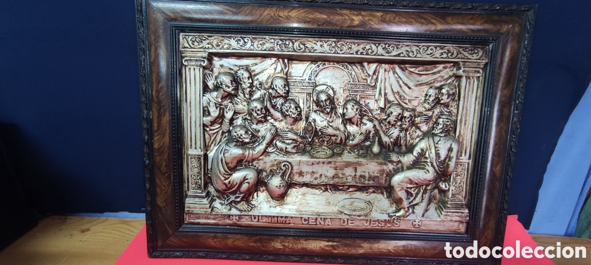 Antig&uuml;edades: Cuadro de metal repujado La &uacute;ltima cena - Foto 6