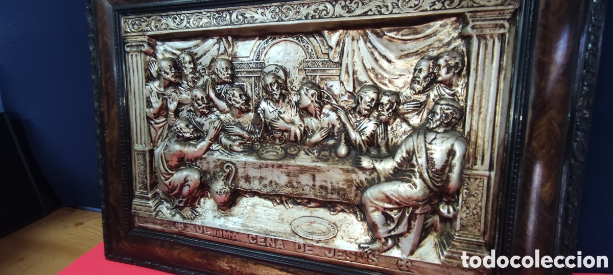 Antig&uuml;edades: Cuadro de metal repujado La &uacute;ltima cena - Foto 9
