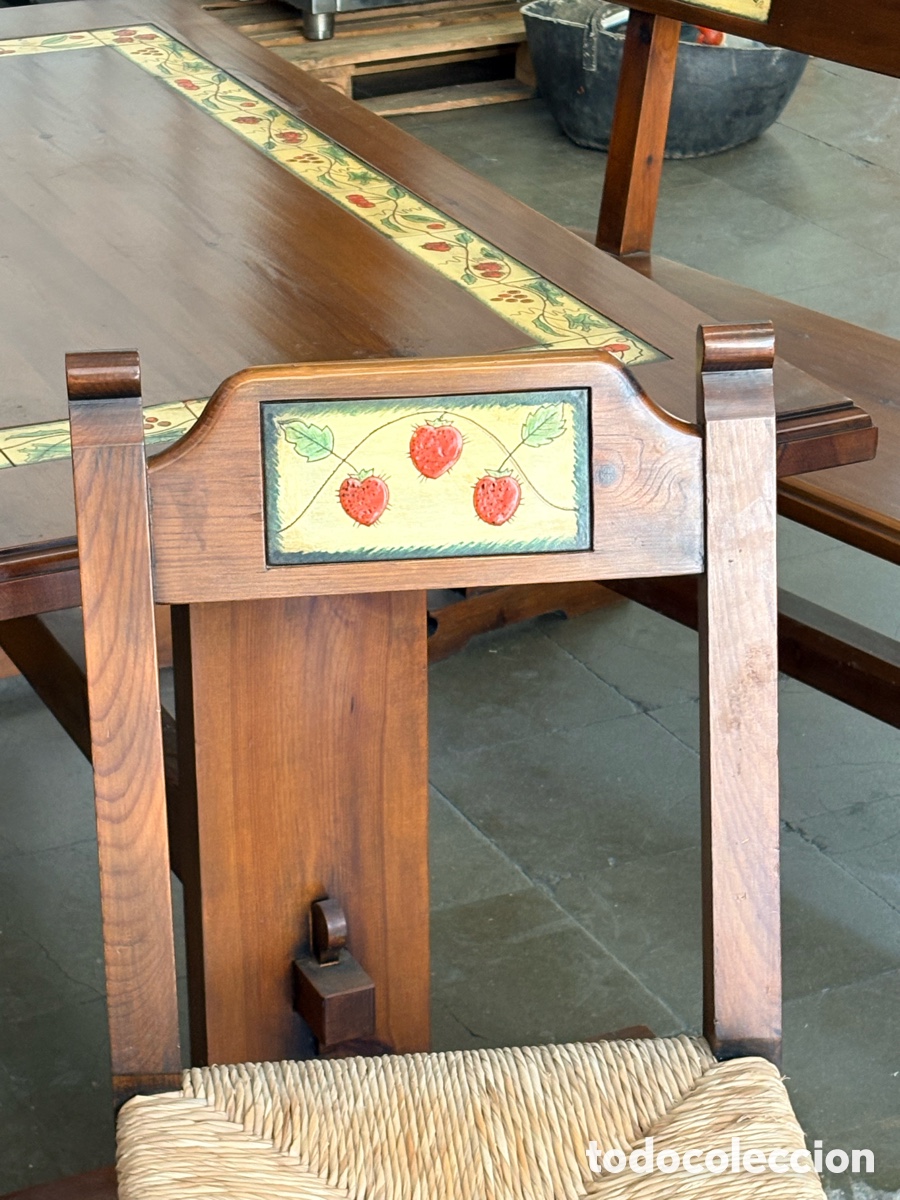 Antig&uuml;edades: Mesa de madera maziza con azulejos de la Bisbal - Foto 6