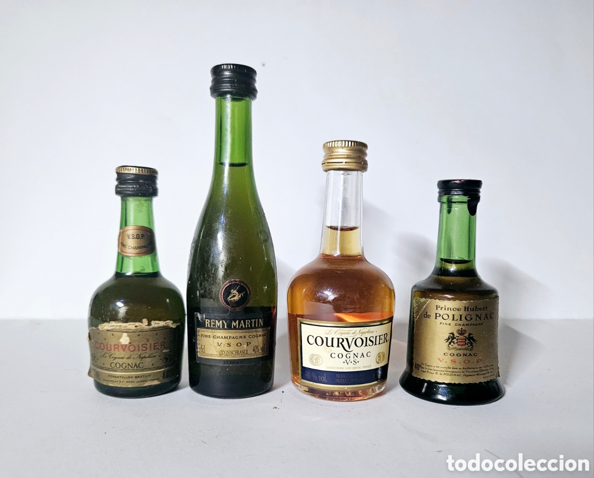 Antig&uuml;edades: Lote 4 botellitas Cognac - Foto 1
