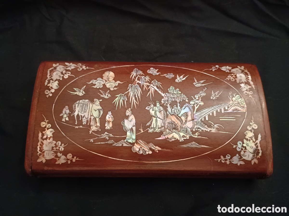 Antig&uuml;edades: CAJA MADERA INCRUSTACIONES DE N&Aacute;CAR - Foto 2