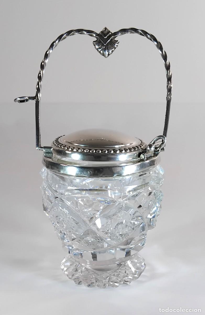 Antig&uuml;edades: 916/ 1000 Plata y cristal. Especiero - Foto 1