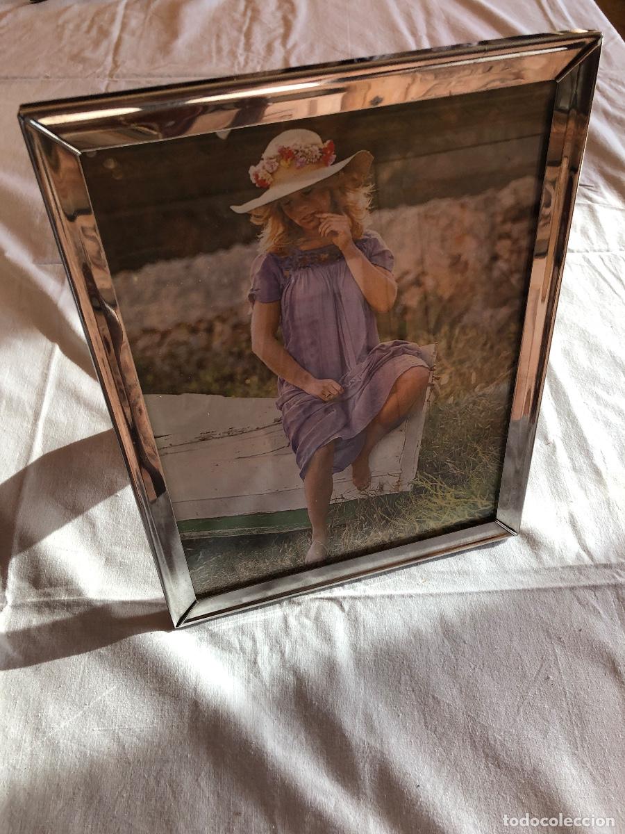 Antig&uuml;edades: Antiguo marco de fotos de plata vintage. (20,4x26,3x1,2cm)