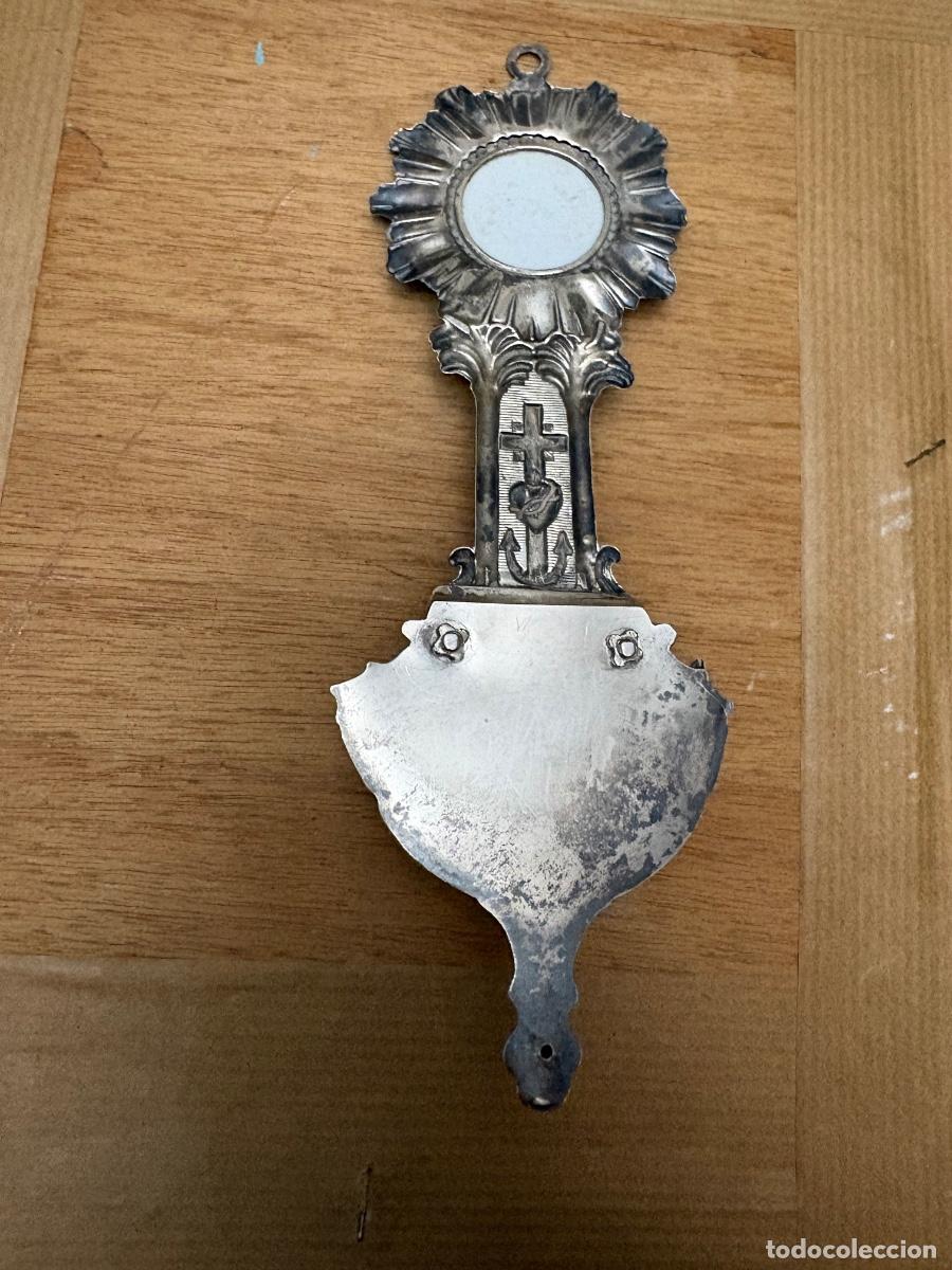 Antig&uuml;edades: Benditera de plata con placa de porcelana de la Inmaculada - Foto 4