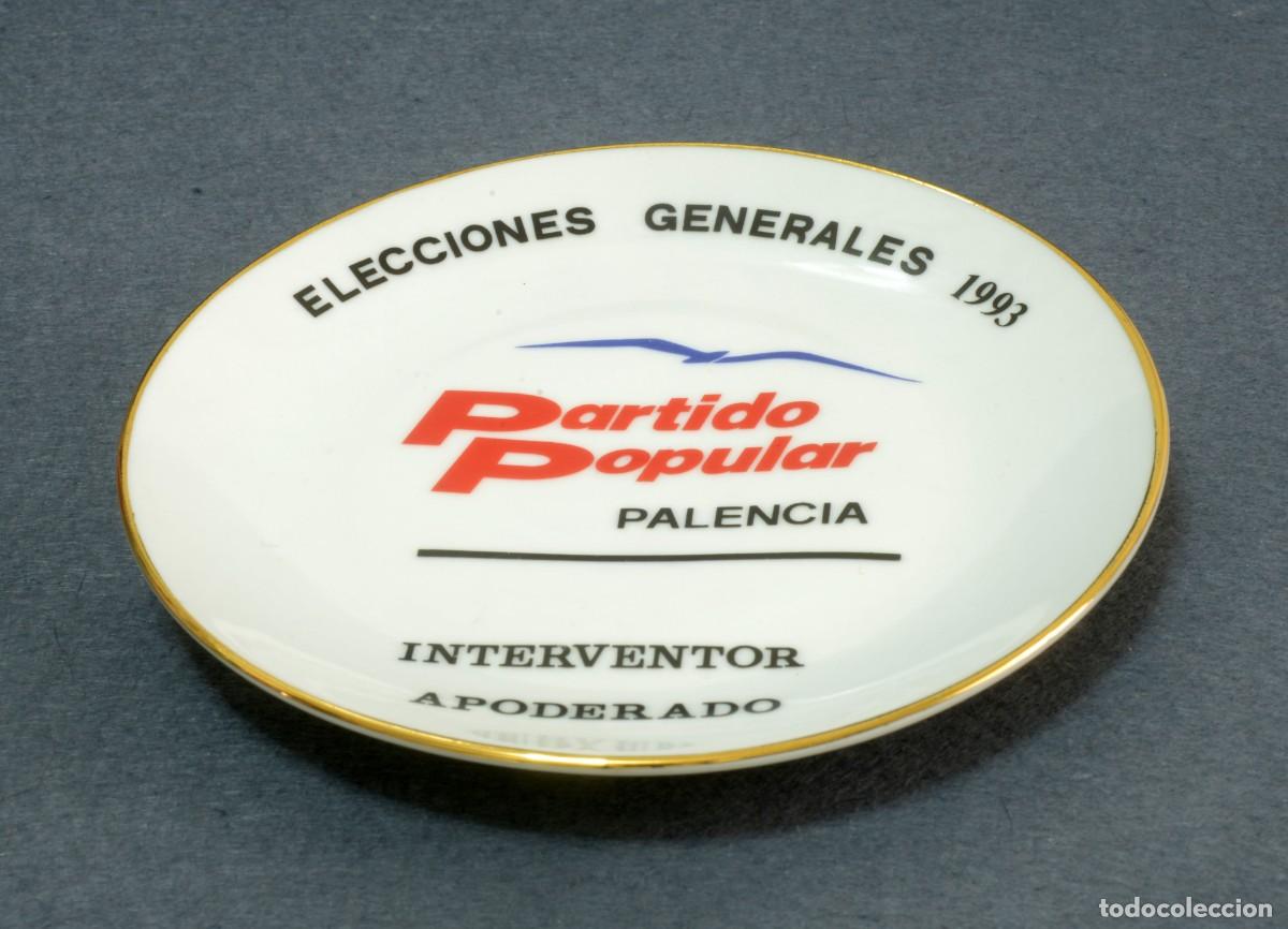 Antig&uuml;edades: Plato conmemorativo Partido Popular de Palencia Elecciones Generales de 1993 APODERADO