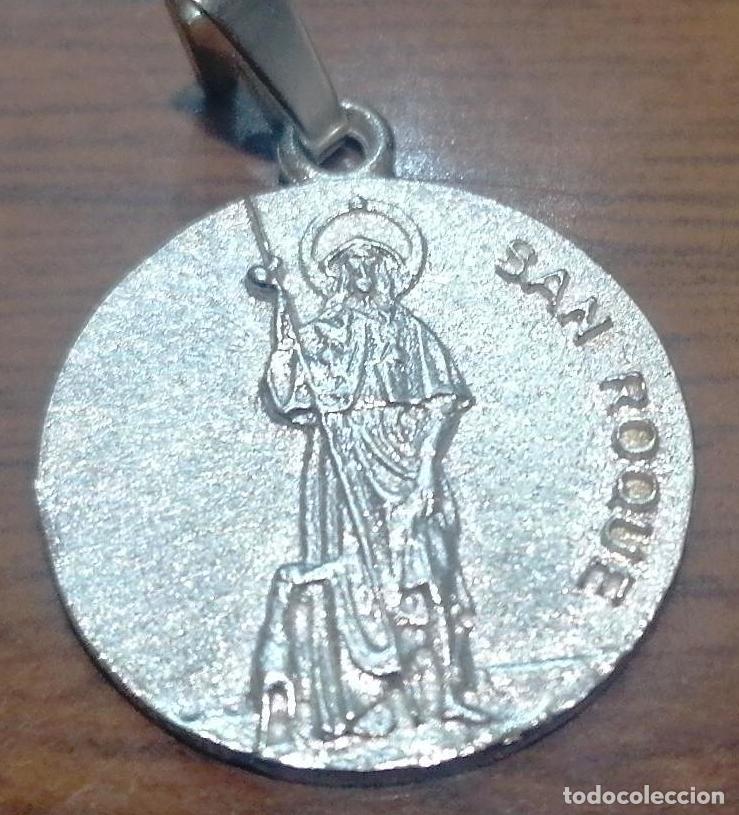 Antiguidades: medalla san Roque en plata de ley 925ml maciza - 20mm