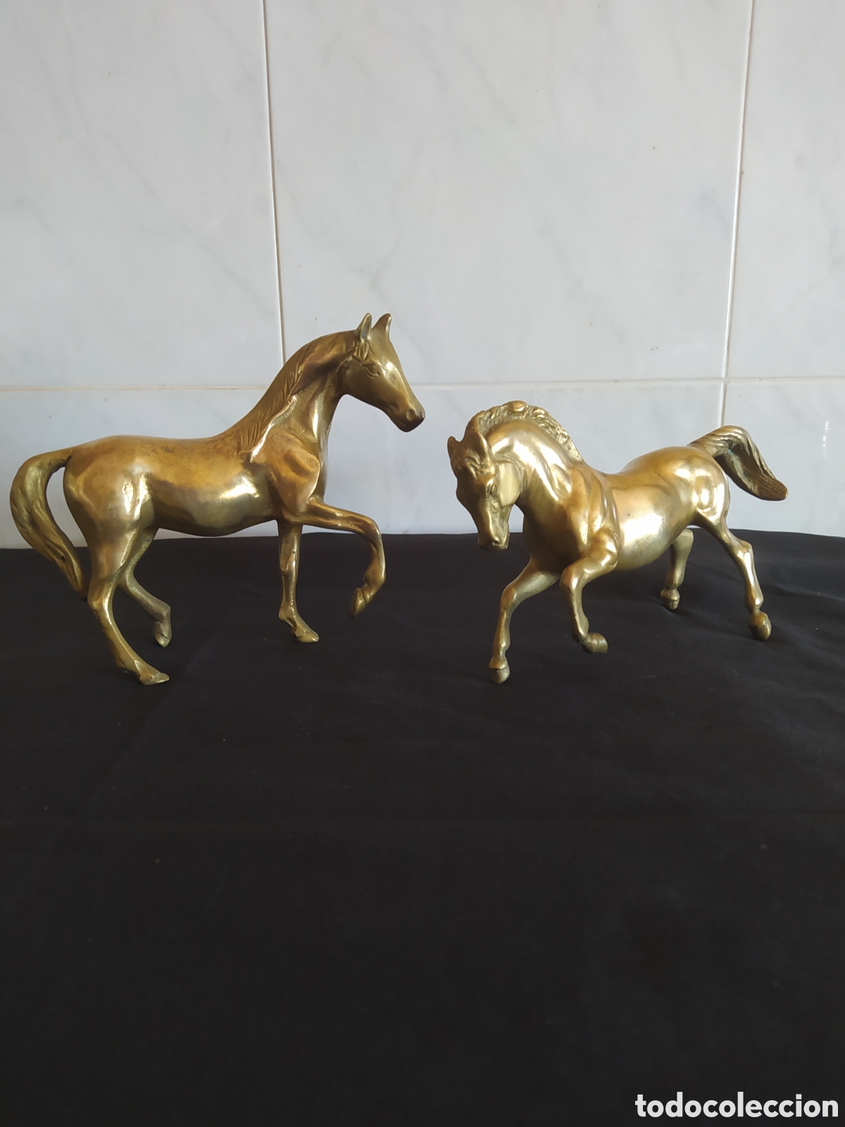 Antigüedades: Dos caballos de bronce