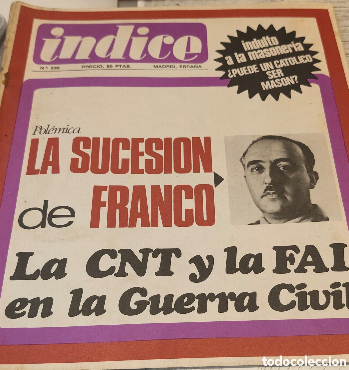Antig&uuml;edades: Revista Indice en portada la pol&eacute;mica sucesi&oacute;n de Franol