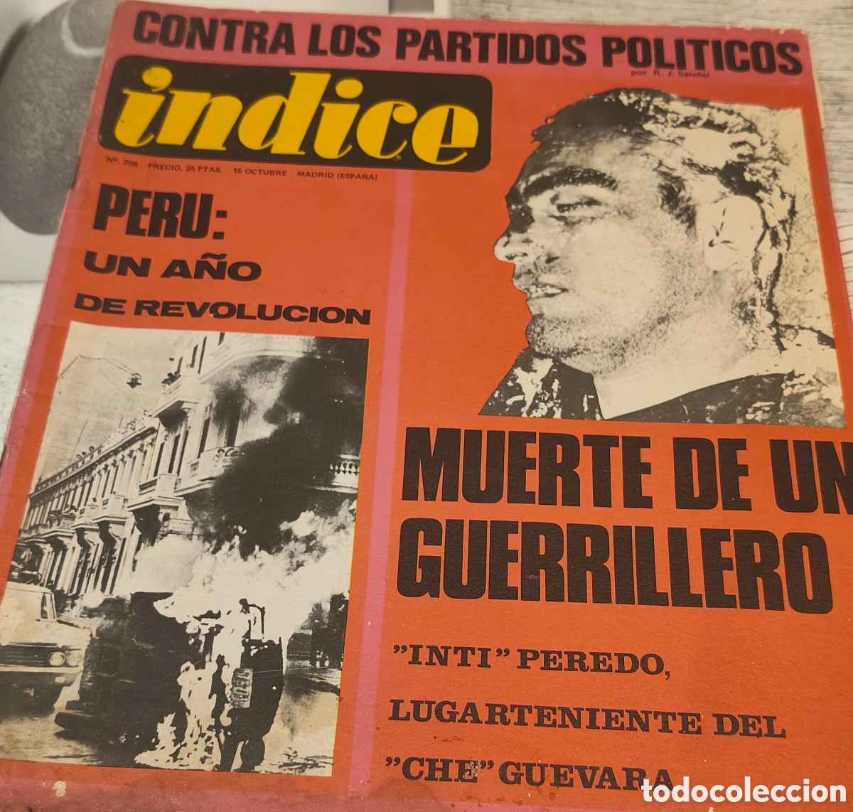 Antig&uuml;edades: Revista Indice con la portada muerte de un guerrillero