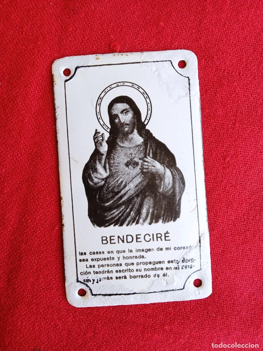 Antig&uuml;edades: Placa plancha o chapa antigua religiosa detente esmaltada