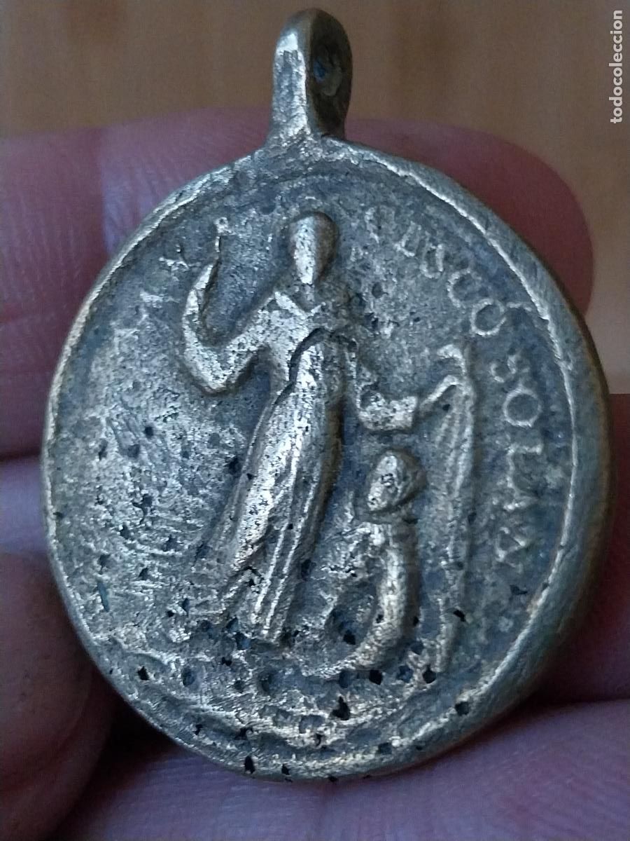 Antig&uuml;edades: SAN FRANCISCO SOLANO SAN ANTONIO DE PADUA MEDALLA ANTIGUA BRONCE 3.38CMS