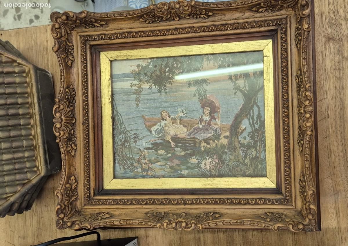 Antig&uuml;edades: PAREJA MARCOS MADERA MACIZA TALLADA A MANO 42,5 x 36,5 CM