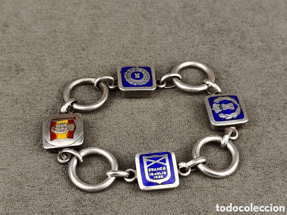 Antig&uuml;edades: Antigua Pulsera Militar de Plata y Esmaltes - Foto 6