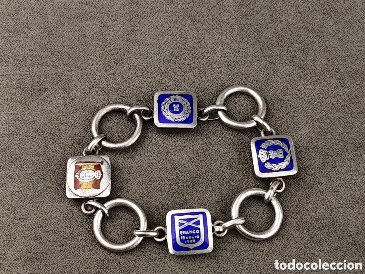 Antig&uuml;edades: Antigua Pulsera Militar de Plata y Esmaltes - Foto 7