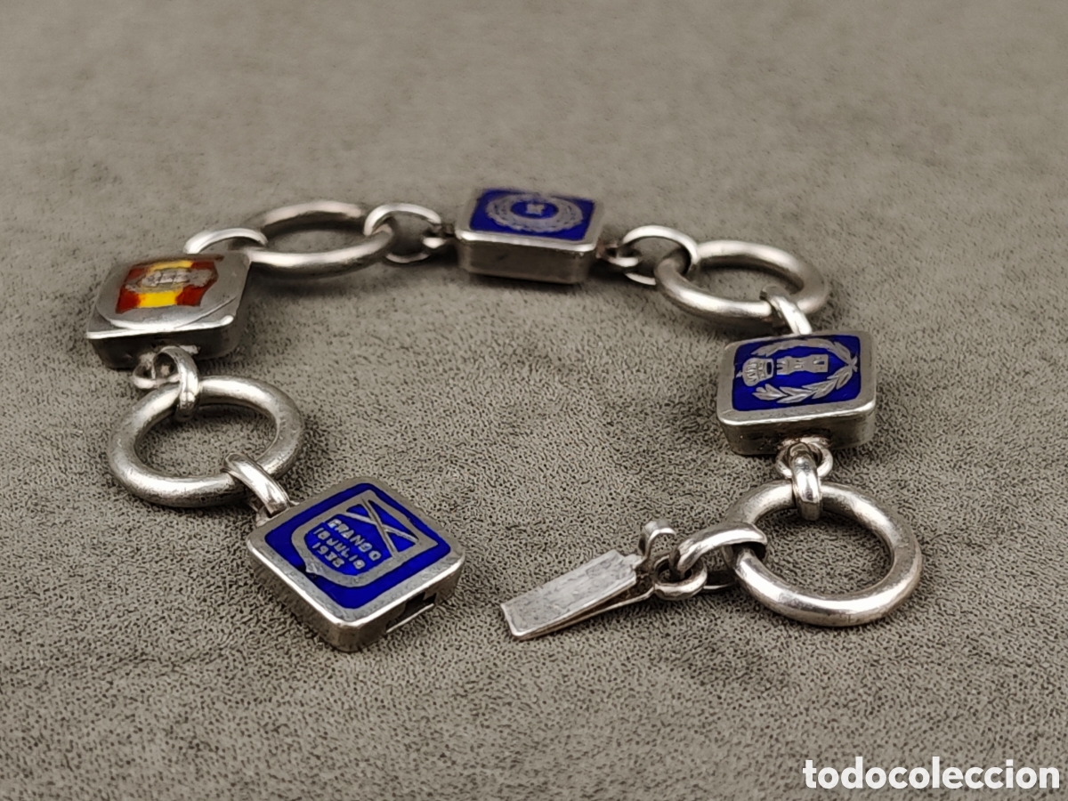 Antig&uuml;edades: Antigua Pulsera Militar de Plata y Esmaltes - Foto 8