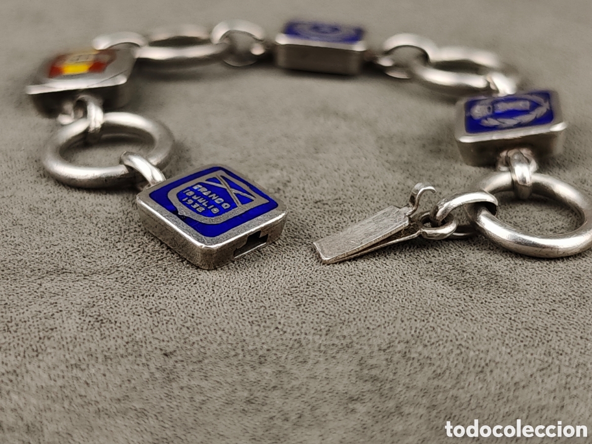 Antig&uuml;edades: Antigua Pulsera Militar de Plata y Esmaltes - Foto 9