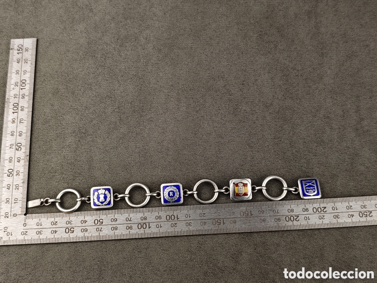 Antig&uuml;edades: Antigua Pulsera Militar de Plata y Esmaltes - Foto 12