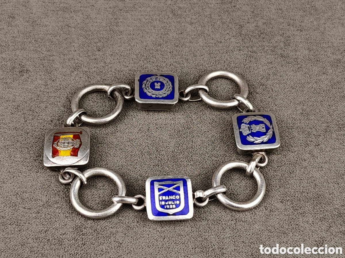 Antig&uuml;edades: Antigua Pulsera Militar de Plata y Esmaltes - Foto 1