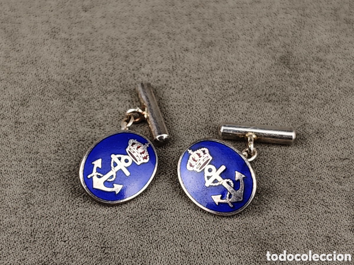 Antig&uuml;edades: Antiguos Gemelos Esmaltados Militares de la Marina