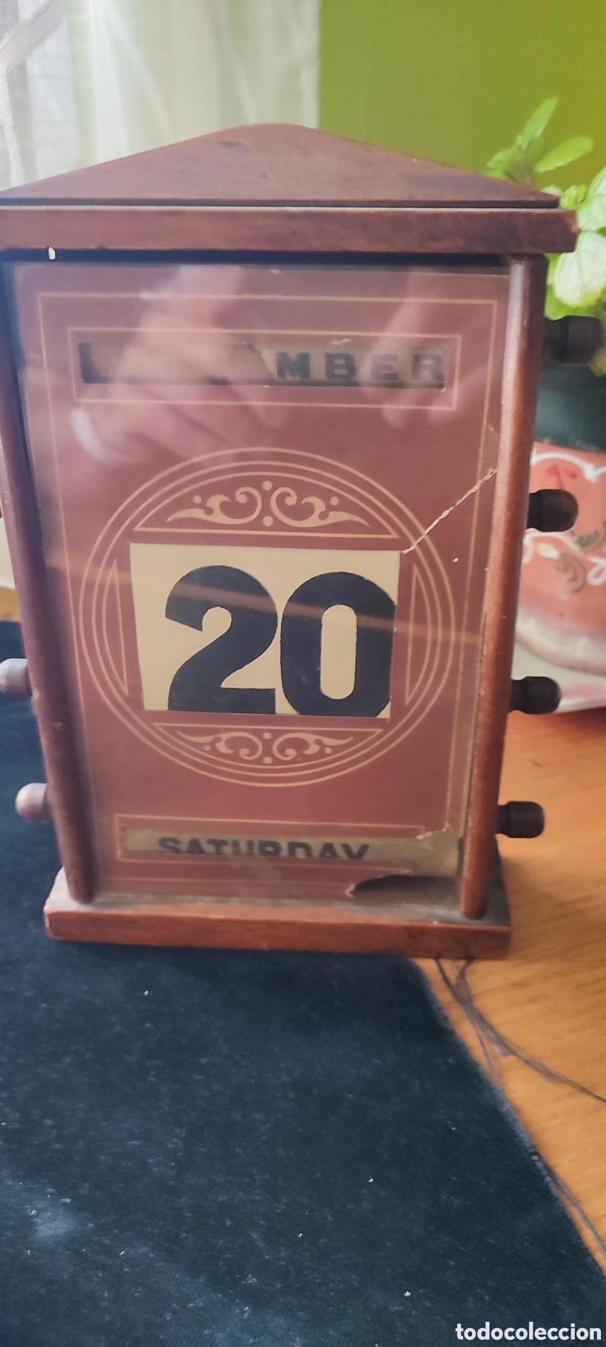 Antig&uuml;edades: Calendario perpetuo original de escritorio de roble &eacute;poca eduardiana 1910