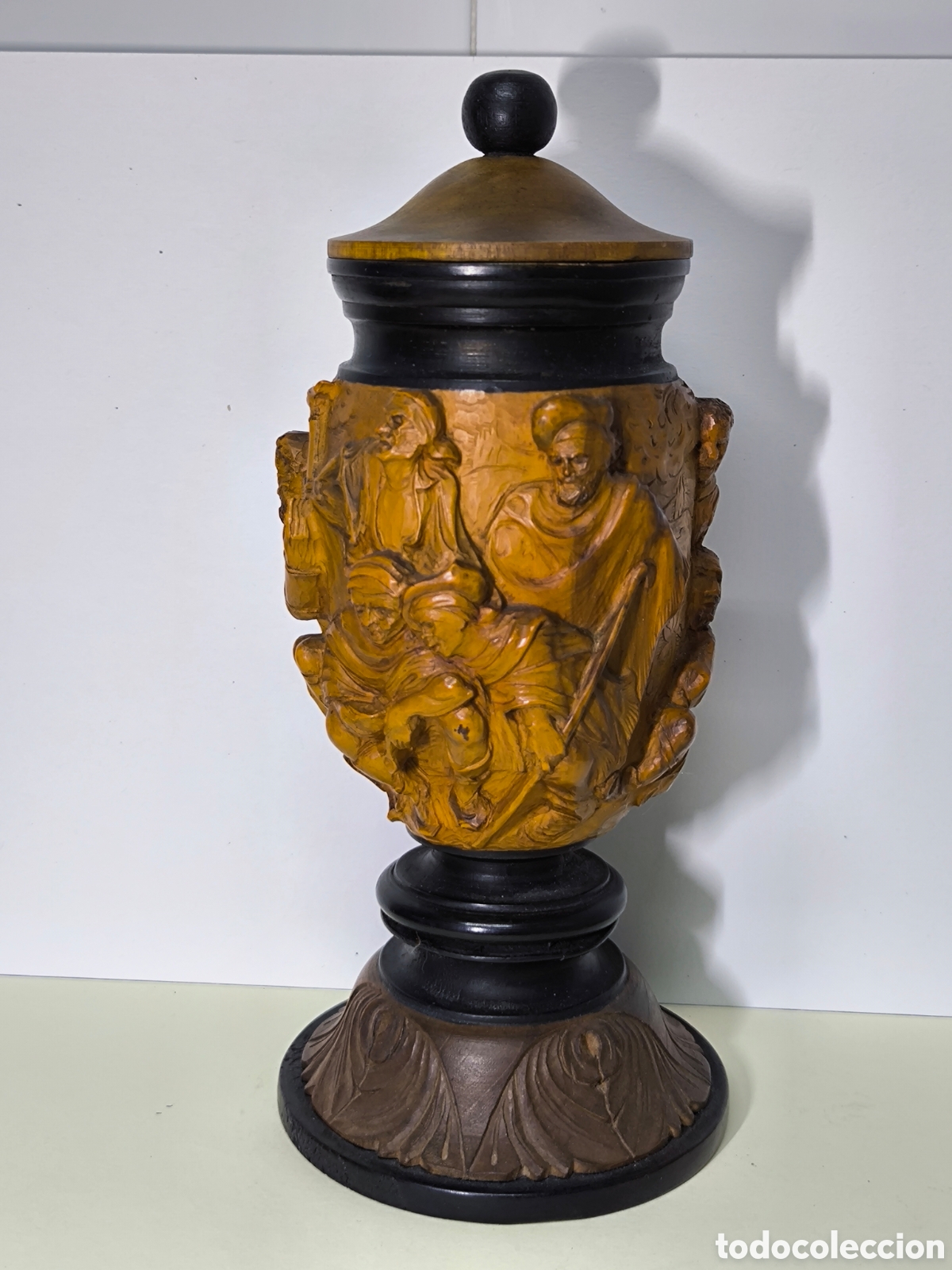 Antig&uuml;edades: GRAN COPA DE MADERA TALLADA A MANO