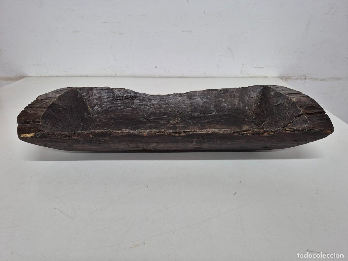 Antig&uuml;edades: Antigua Bandeja R&uacute;stica - Talla Popular en Madera de Olmo