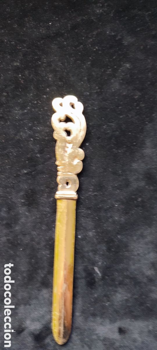 Antig&uuml;edades: Abrecartas vintage con cabeza de caballo de lat&oacute;n solido