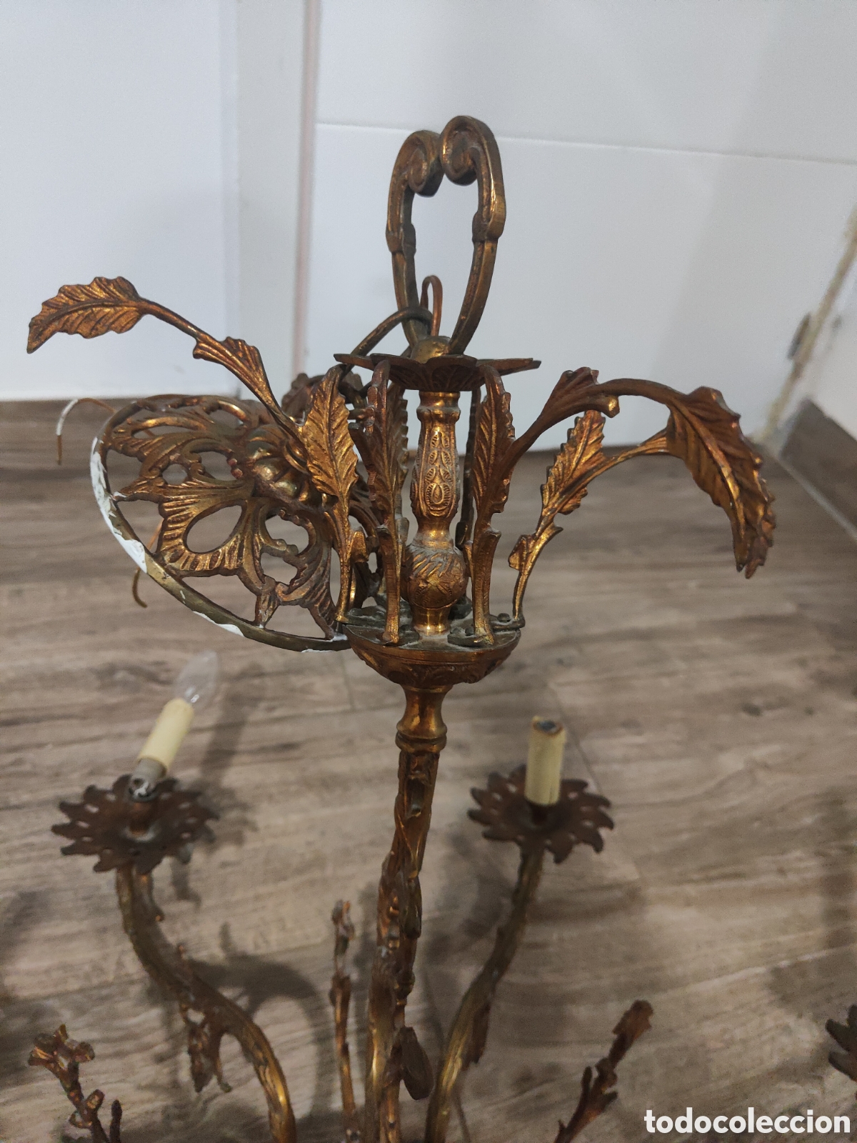 Antig&uuml;edades: Lampara ara&ntilde;a de bronce - Foto 8