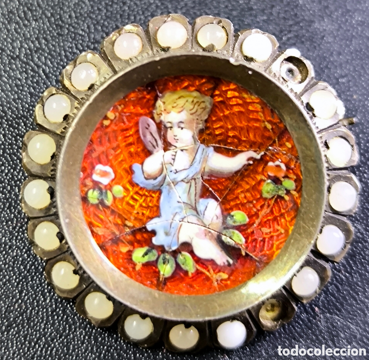 Antig&uuml;edades: BROCHE ESMALTE MUY ANTIGUO - Foto 1