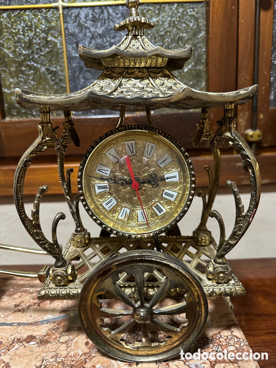 Antig&uuml;edades: Reloj de sobremesa m&aacute;rmol y bronce - Foto 3