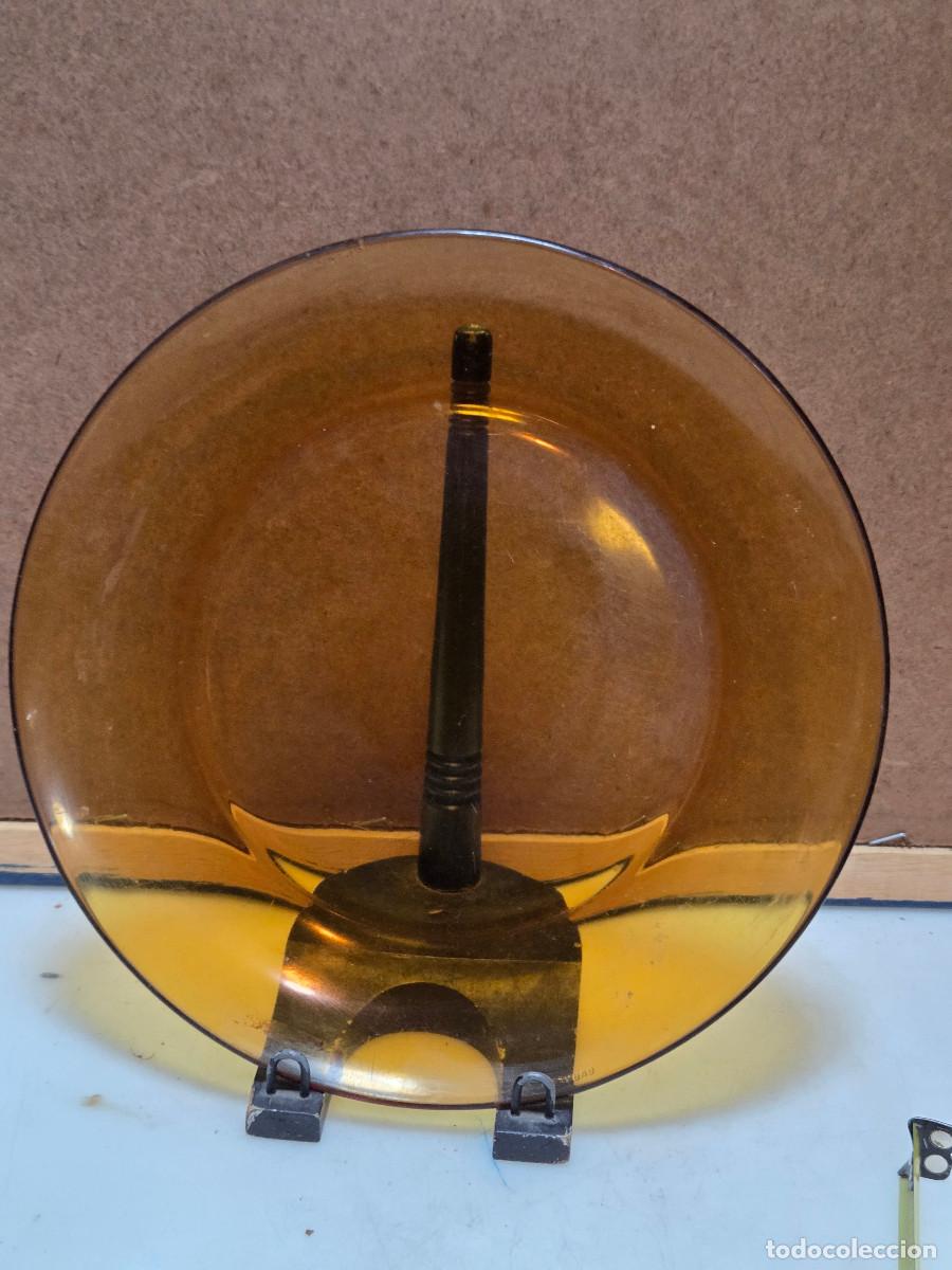 Antig&uuml;edades: plato de cristal marron vintage - Foto 1