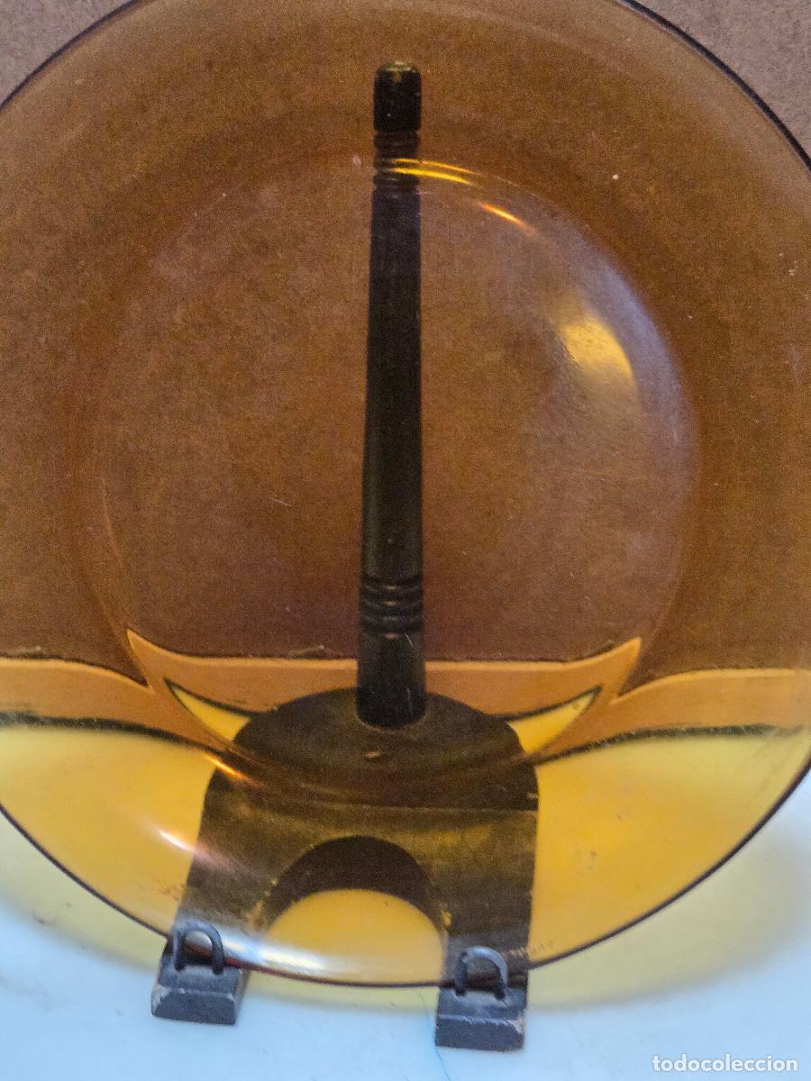 Antig&uuml;edades: plato de cristal marron vintage - Foto 2