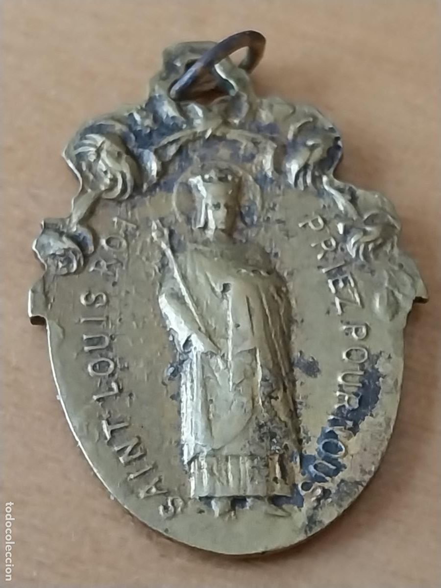 Antig&uuml;edades: SAINT LOUIS ROI VIRGEN POR DETERMINAR MEDALLA BRONCE O LAT&Oacute;N 2.96CMS ALTO ANTIGUA USADA