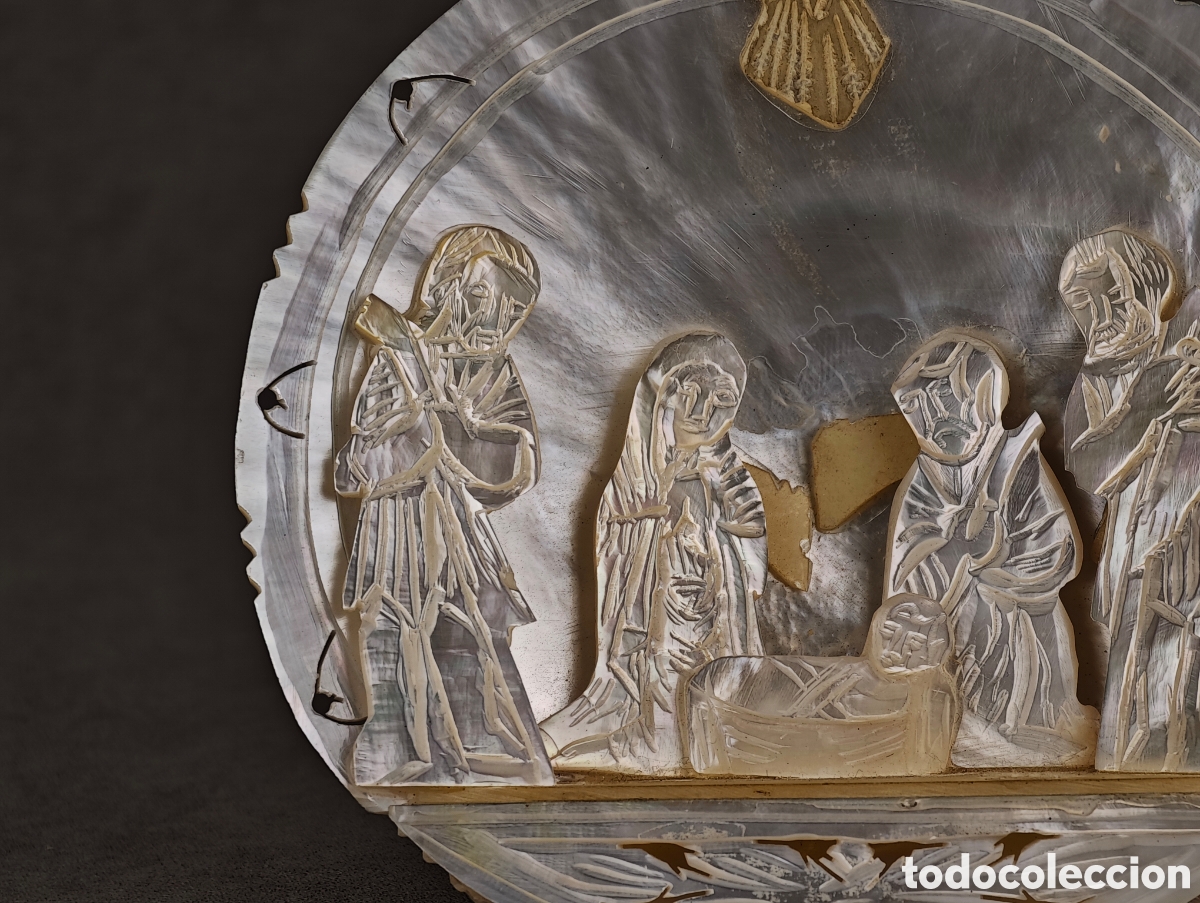 Antig&uuml;edades: Antiguo Bel&eacute;n tallado en N&aacute;car - Foto 3