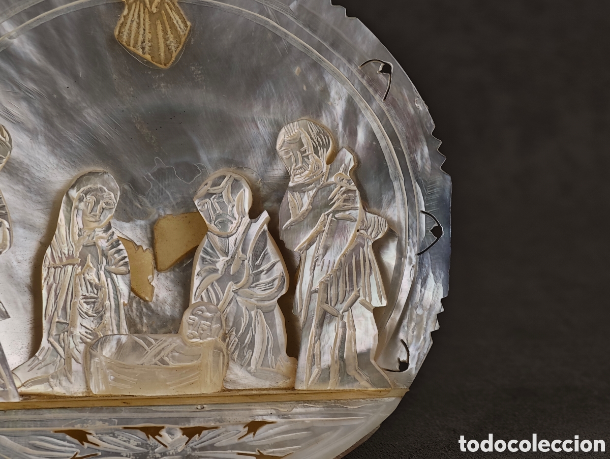 Antig&uuml;edades: Antiguo Bel&eacute;n tallado en N&aacute;car - Foto 4