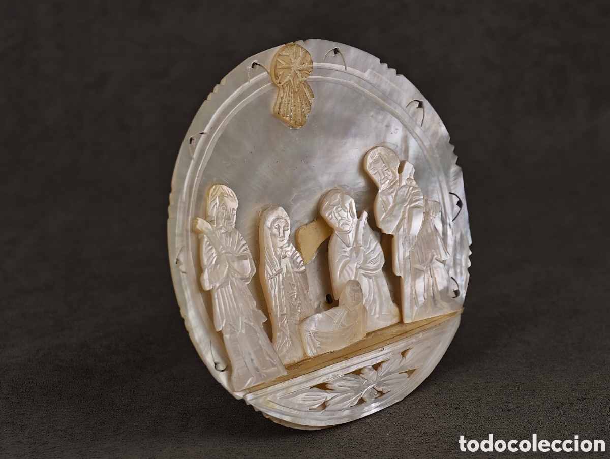 Antig&uuml;edades: Antiguo Bel&eacute;n tallado en N&aacute;car - Foto 9