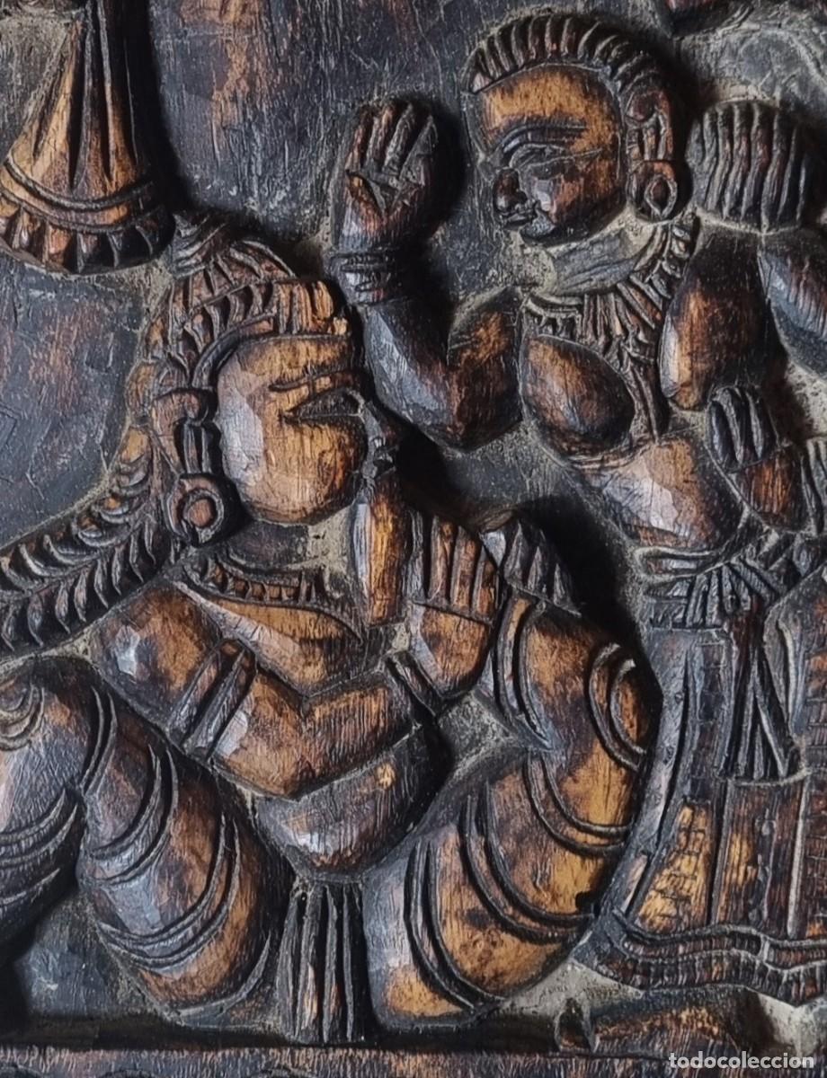 Antig&uuml;edades: Panel de madera tallada antigua de India - Foto 2