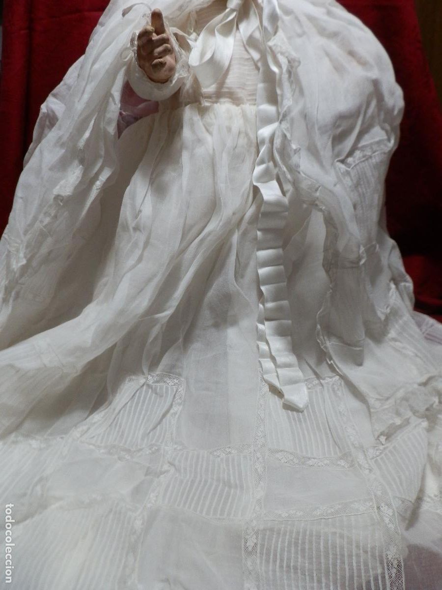 Antig&uuml;edades: ANTIGUO TRAJE DE BAUTIZO O CRISTIANAR EN ORGANDI BLANCO Y PUNTILLAS DE VALENCIENNE