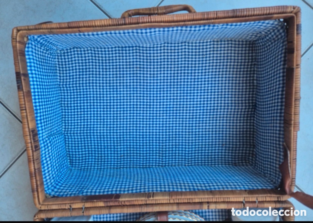 Antig&uuml;edades: Antigua cesta de picnic - Foto 4