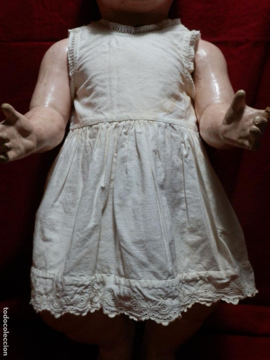 Antig&uuml;edades: ANTIGUO VESTIDITO BEBE EN ALGOD&Oacute;N Y PUNTILLA - Foto 1