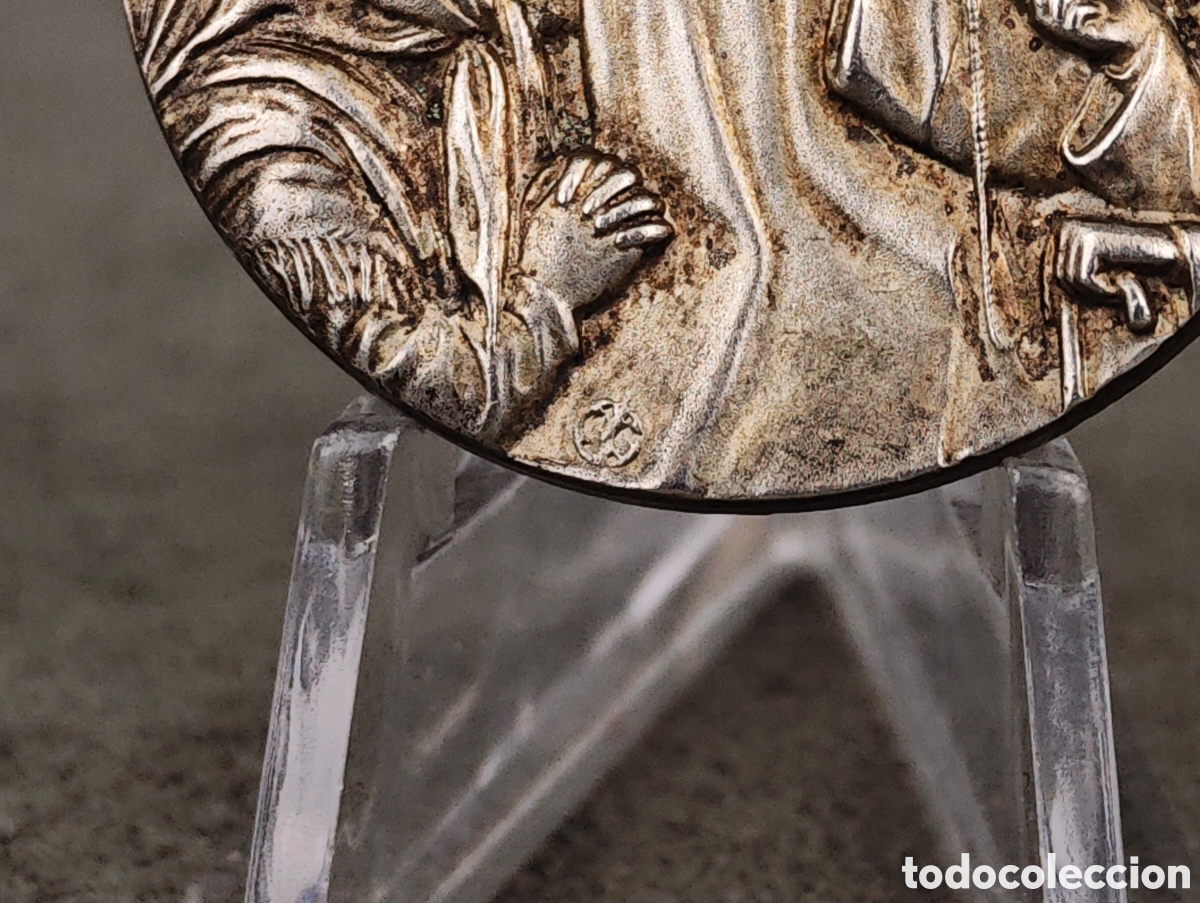 Antig&uuml;edades: Antigua Medalla Religiosa de Plata - Foto 4