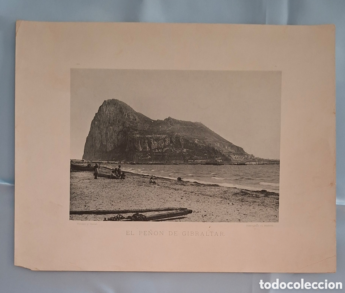 Antig&uuml;edades: L&aacute;mina antigua &ndash; El Pe&ntilde;&oacute;n de Gibraltar (Hauser y Menet)