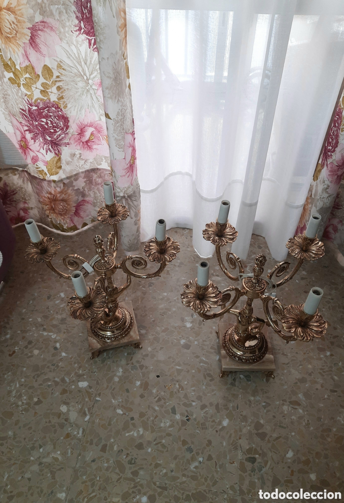 Antig&uuml;edades: Candelabros el&eacute;ctricos de bronce - Foto 2