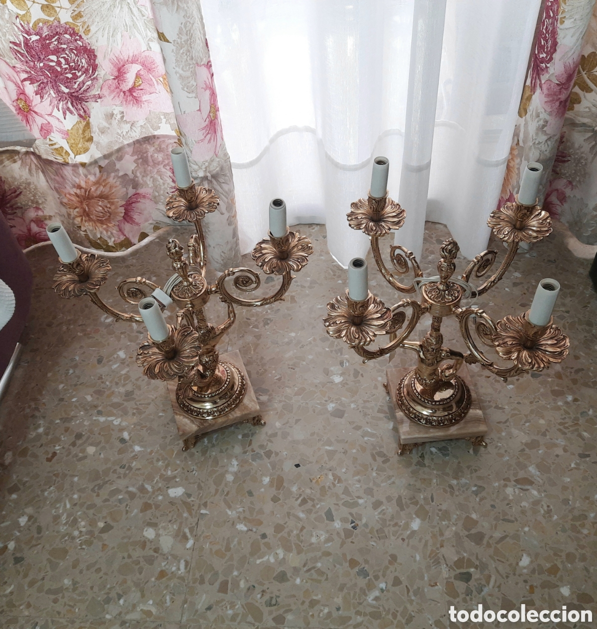 Antig&uuml;edades: Candelabros el&eacute;ctricos de bronce - Foto 5